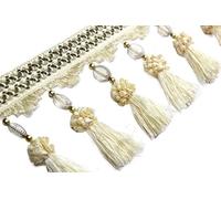 bnjlSDATwr Garniture à Franges, Applique de Garniture Rideau, perlée tressée 14 mètres, Nappe décorative(9)