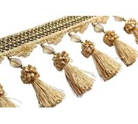 bnjlSDATwr Garniture à Franges, Applique de Garniture Rideau, perlée tressée 14 mètres, Nappe décorative(4)