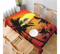 BNVSADC Nappe rectangulaire imprimée coucher de soleil tropical, 228 x 152 cm, en polyester résistant à l'eau, pour cuisine, table à manger, fêtes, camping