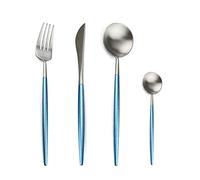 BNXDCVWS Ensemble de Couteaux et fourchettes, Ensemble de Couverts en argenterie, Ensemble 24 pièces(SkyBlue Silver)