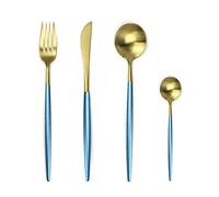 BNXDCVWS Ensemble de Couteaux et fourchettes, Ensemble de Couverts en argenterie, Ensemble 24 pièces(SkyBlue Gold)