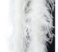 Boa en plumes d'autruche de 2 m, élégante écharpe à plumes pour femme, costume, décoration, bricolage, mariage, fête, accessoire noir (blanc)