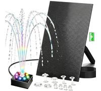 Boadw Pompe de Bassin Solaire 10W avec Batterie 2200mAh - Fontaine Solaire pour l’extérieur, idéale pour Bain d’Oiseau, Petit Bassin et Jeu d’Eau - 10 Styles de Jet et 8 LED colorées