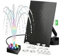 Boadw Pompe de bassin solaire 8W avec batterie 1800mAh - Fontaine solaire pour l’extérieur, idéale pour bain d’oiseau, petit bassin et jeu d’eau - 10 styles de jet et 8 LED colorées