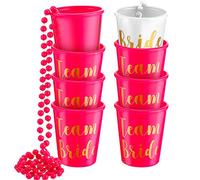 Boao Verres à Shot Collier Motif Feuille d'Or EVJF Mariage, Rose Rouge | Colliers pour Équipe de la Mariée Accessoires Photo pour Soirée Enterrement de Vie de Jeune Fille Fête Prénuptiale