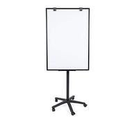 BoardsPlus Chevalet mobile, base mobile noire avec 5 roues, tableau blanc magnétique, cadre en aluminium noir, 70 x 100 x 180 cm