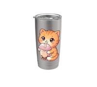 Boba Tea Kawaii Bubble Milk Tea Lover Tapioca pour chat Gobelet isotherme en acier inoxydable double paroi