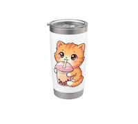 Boba Tea Kawaii Bubble Milk Tea Lover Tapioca pour chat Gobelet isotherme en acier inoxydable double paroi