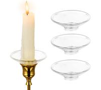 Bobeche en verre pour bougeoirs, 3 pcs protège-gouttes pour bougies anneaux pour bougies à tige, récupérateur de gouttes pour bougie bougeoir pour bougie pour mariage fête église maison (ronde, transp