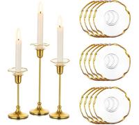 Bobeches Candle Porte Bougie En Verre Support De Bton De Bougie Dor Collecteur De Cire 12Pcs Set De Bougie Chic Courb-12pcs