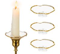 Bobèches en verre pour bougeoirs, 3 pièces anneaux protège-gouttes pour bougies coniques, Récupérateurs de gouttes de cire pour bougeoirs à bougies pour mariage, fête, église, maison (festonné, bord d