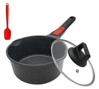 Bobikuke Casserole à manche 18cm avec couvercle et poignée, anti-adhésive, 2L casserole à lait, tous feux