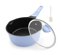 Bobikuke Kasserolle 20cm mit Deckel, 2.5L Antihaft-Stielkasserolle-Blau | Milchtopf mit Abnehmbarer Griff Geeignet für alle Herdarten, Ofenfest