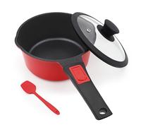 Bobikuke Kasserolle 20cm mit Deckel, 2,5L Antihaft-Stielkasserolle- Rouge | Milchtopf mit Abnehmbarer Griff Geeignet für alle Herdarten, Ofenfest