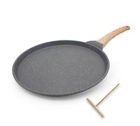 Bobikuke Poêle à Crêpes 30 cm - Crêpière avec Revêtement Antiadhésif - Fonte Aluminium - Tous Feux dont Induction - Noir