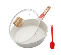Bobikuke Poêle à Frire Antiadhésive 24 cm avec couvercle, D'aluminium poêle de chef saine en pierre avec Poignée détachable, Passe au four, Tous Types de Cuisinières