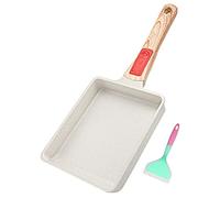 Bobikuke Poêle à omelette japonaise avec poignée amovible 19 x 16 cm- Blanc | Poele Tamagoyaki Rectangulaire Compatible avec tous les types de feux, résistant à la chaleur du four