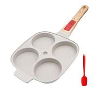 Bobikuke Poêle à Pancakes Induction avec Poignée Amovible, Poêle Antiadhésive en Aluminium à 4 Trous pour Mini Crêpes - Blanc
