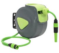 Bobine automatique à fixer au mur pour tuyau d'arrosage - Tuyau d'arrosage de jardin de 10+1 mètres - Tuyau en PVC - Rotation à 180° - Enrouleur automatique - Vert clair