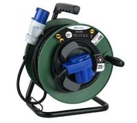 Electraline 49209 Rallonge Electrique en Caoutchouc avec Enrouleur de Câble Car, Camping, Caravane, avec Fiche CEE tripolaire et Un Price Industrielle IEC-IP44, Vert/Noir, 25 M