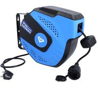 Bobine de câble automatique, 15+1 mètres, fixation murale, plastique, bleue