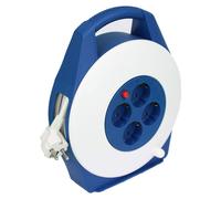 Bobine de câble de 15 mètres, automatique, blanche/bleue, en plastique