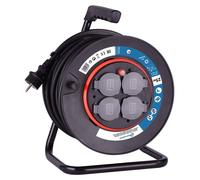 Bobine de câble de 25 mètres, avec 4 prises, câble H05VV-F 3G1,5, de couleur noire
