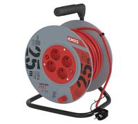 Bobine de câble de 25 mètres avec interrupteur, 4 prises, 230 V, 16 A, IP20