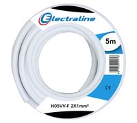Bobine de câble H03VV-F, 2 x 1 mm², longueur 5 mètres, couleur blanche