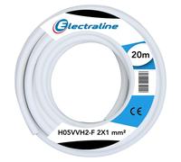 Bobine de câble H05VVH2-F, 2x1 mm², longueur 20 mètres, couleur blanche