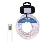 Bobine de câble plate, 3 x 1,5 mm, 15 mètres, blanche, pour audio