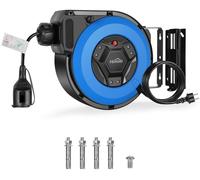 Bobine de câble rétractable Himimi avec support, 15m + 2m, 1500W ~ 3000W. Enrouleur de câble automatique, câble d'extension pour montage extérieur, protection contre les surcharges, montage mural ou a