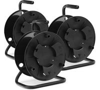 Bobine de câble vide - Rouleau de fil - Enrouleur de câbles - Structure en acier stable - Lot de 3 pièces - Noir