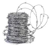 Bobine de Fil d'acier Barbelé Lourd, Clôture à Lames de Rasoir Haute Tension, Résistant aux Intempéries, pour Ferme, Bétail, Zone Rurale,2.5mm,30m(98ft)