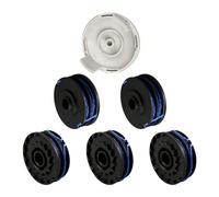 Bobine de Fil de Rechange pour débroussailleuse RAC123, Compatible avec Ryobi RLT4027, RLT4125, RLT5027, RLT6030, RLT5127, RLT6130-5132002670, avec Couvercle RAC122 (5 bobines + 1 x 1,5 mm) Capuchon