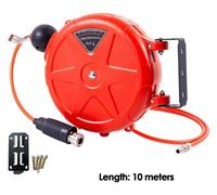 Bobine de tuyau d'air comprimé - Tuyau extensible de 10 mètres - Montage mural - Support pivotant - Raccord rapide