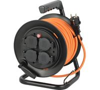 Bobine d'extension extérieure - Rouleau d'alimentation électrique - Usage en atelier - Étanchité IP44 (protégé contre les projections d'eau) - 25 mètres - Noir