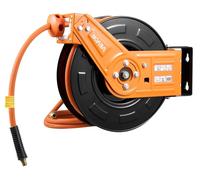 Bobine rétractable pour tuyau d'air, avec un tuyau en caoutchouc de 15 mètres de long et de 9,5 mm de diamètre, supportant une pression maximale de 300 PSI. Bobine automatique pour tuyaux de compresse