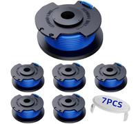 Bobines de fil pour débroussailleuse, lot de 7, 6 bobines pré-enroulées et 1 capuchon de remplacement, compatible avec Ryobi AC14RL3A AC14HCA, set pour bordures de gazon et jardinage, en lot pratique