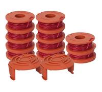 Bobines de fil pour débroussailleuse Worx WA0010 WG150 WG180 - Lot de 12 avec couvercles - 1,65 mm de diamètre