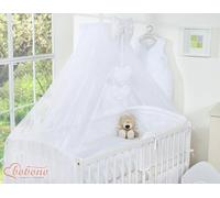 Bobono moustiquaire pour lit de bébé blanche avec cœurs grande deux fonctions universelle 470x160cm