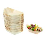 BOBOZHONG 100 Pièces Bateaux en Bambou,Coupelles en Bois Jetables Biodégradables,barquette Alimentaire en Bois,pour Apéritifs, Snacks, Frites,Buffet,Fête Vaisselle Éco-Responsable