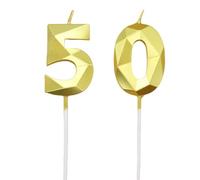BOBOZHONG Geburtstagskerzen Zahlen 50,Gold Kerzen Geburtstag,Tortendeko Kuchendeko Geburtstag,Zahlenförmige Kerze,für Partys,Hochzeiten,Firmenfeiern,Jubiläen