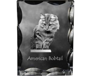 Bobtail américain - cristal avec image de chat, statuette en verre avec image, cadre exceptionnel avec image de la marque Art-Dog