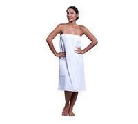 Boca Serviette de Spa en Tissu éponge pour Femme - Serviette de Spa, Douche, Bain et Salle de Sport avec Boutons-Pression, pour Femme, Blanc, Taille XXL