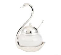 Bocal à assaisonnement en verre transparent avec cadre en alliage poli, sucrier en métal avec couvercle scellé et cuillère pour le rangement de la maison, de la cuisine, bouteille d'épices décorative
