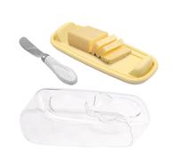 Bocal à beurre - Beurrier couvert avec couvercle | Plateau de service transparent avec porte-couteau pour comptoir de réfrigérateur et style campagne