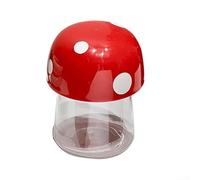 Bocal à biscuits en forme de champignon avec joint hermétique en plastique transparent pour grains de café, riz poli et tournesol (300 ml, rouge)