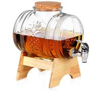 Bocal à boissons avec robinet - VILDE - 3L - Kran argenté - Support bambou - Couvercle liège - Motif ananas