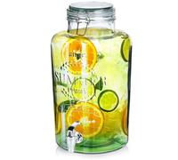 Bocal à boissons en verre avec robinet - VILDE - 8L - Fermeture hermétique - 24x19x36 cm - Robinet argenté